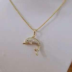 EncantosconLisi #24 Golden Dolphin Pendant Necklace 18 inches