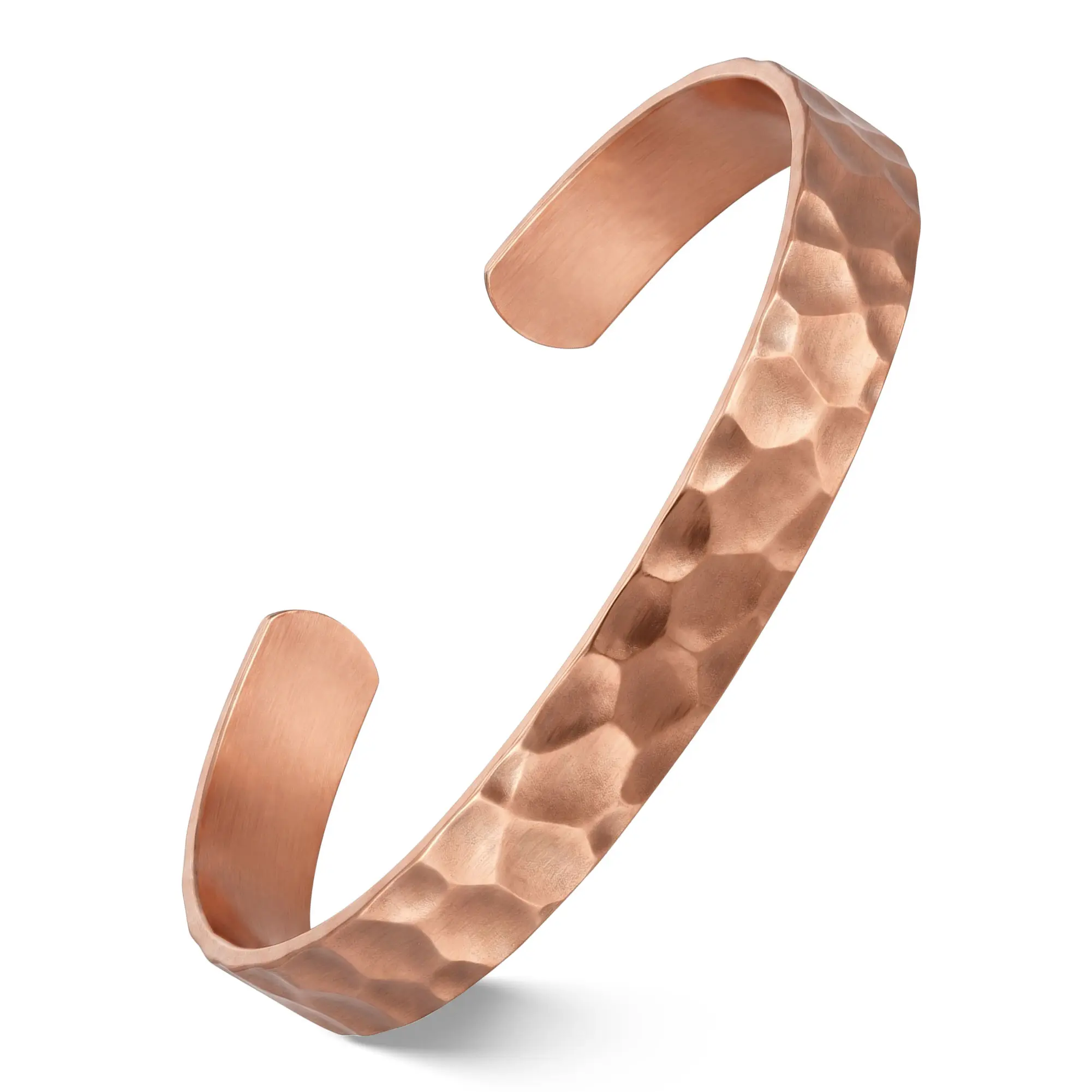 Feraco 99.99% Pure Copper Magnetic Bracelet, Adjustable Open Cuff Bangle, Handmade Hammered Copper Jewelry for Men Women, Vintage Style Gift