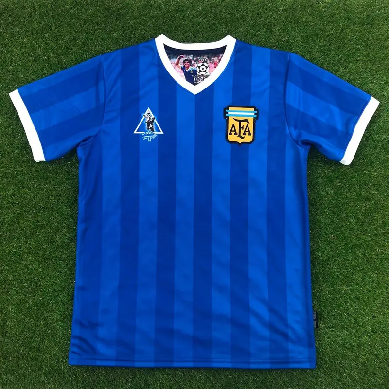 Argentina Men’s Retro Soccer Jersey 1986 Away – Classic #10 Vintage Style, Pique Fabric Lightweight Airy Flexible Comfortable Coolness S to 5XL for Sports Workouts Football Viewing