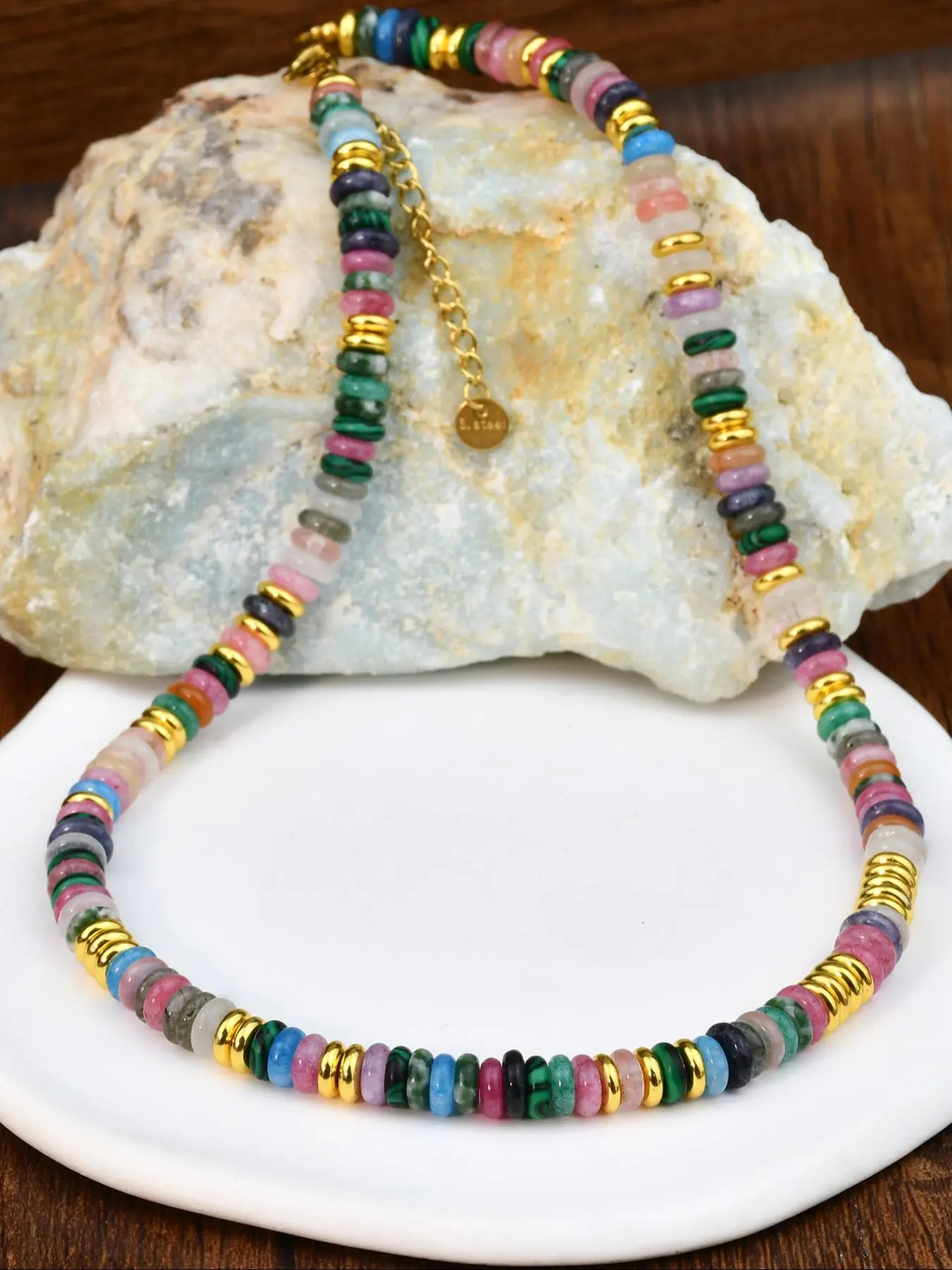 Natural Stone Beaded Necklace, Boho Style Jewelry for Women, Fashion Jewelry Accessory for Party & Daily Wear, Trendy All-match & Exquisite Jewelry for Birthday Gift, Modern Versatile Accessories, Dainty Boho Necklace, Everyday Jewelry