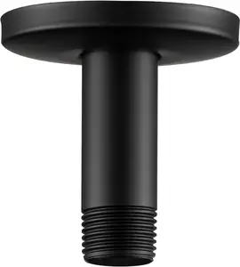 OFFO Shower Arm with Flange, 3 in Ceiling Mount Replacement Rain Shower Head Straight Arm Ceiling-Mounted for Fixed Shower Head & High Pressure Rain, Matte Black