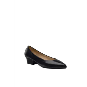 The Pump - Coal Stretch Leather Flat