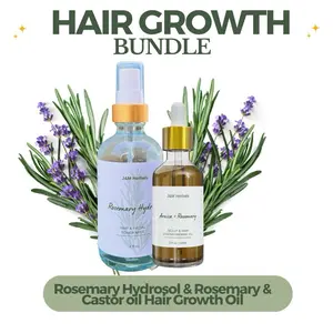 J&M Herbals Rosemary Hair Oil & Hydrosol Set - Natural Haircare with Castor Oil for Scalp Stimulator & Hair Growth - Floral Plant Scent