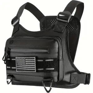 Unisex running vest tactical chest pack set for outdoor sports, black