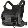 Unisex Tactical Chest Pack Set - Adjustable Strap System Activewear Vest with Multiple Pockets, American Flag Patch, Secure Closure, Secure Fit, for Outdoor Sports, Cycling, Black