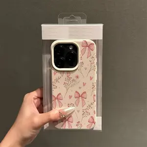 Bow Flower Floral Minimalist Pattern for iPhone Cases, Shockproof Frosted Back Cover for iPhone 17 16e 15 14 13 12 11 Pro Max, Stylish Accessories for Fashion Lovers