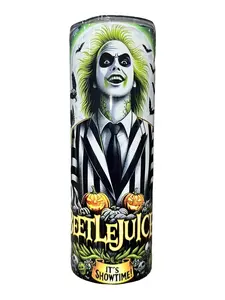 It's Show Time Beetle Juice BeetleJuice - 20oz oz 20 oz. 20oz. Skinny Straight Sublimation Tumbler Amy's Tumbler Junkies - Your Favorite Tumbler Shop!