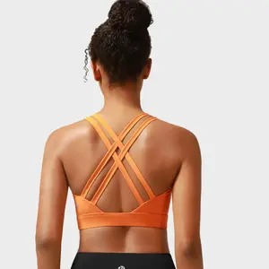RUNNING GIRL High Impact Sports Bras for Women - Scoop Neck Strappy Sports Bra High Support Moulded Cup Workout Bra #SummerVibes Fitness Clothes Lightweight Activewear