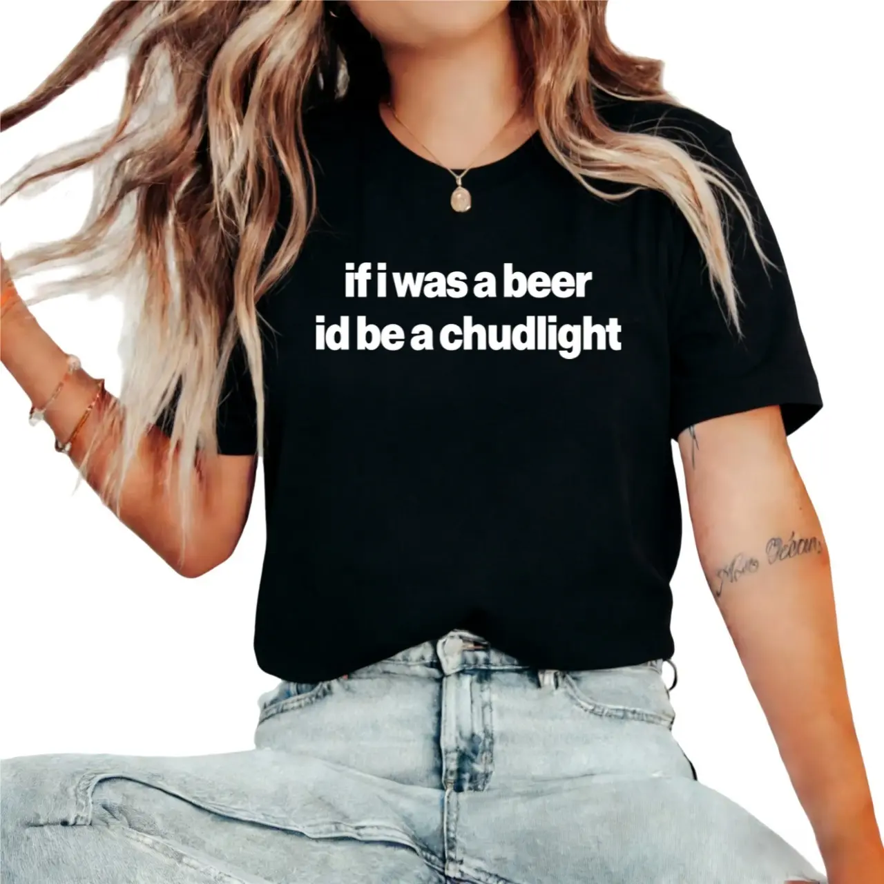 100% Cotton If I Was A Beer Id Be A Chudlight Funny Drinking T-Shirt