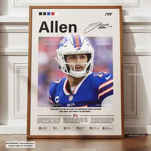 Josh Allen Poster, Buffalo Bills MVP, NFL Print, American Football Wall Art, Bills Decor, Allen Print Gift, Allen Football Gift, NFL Fan Art