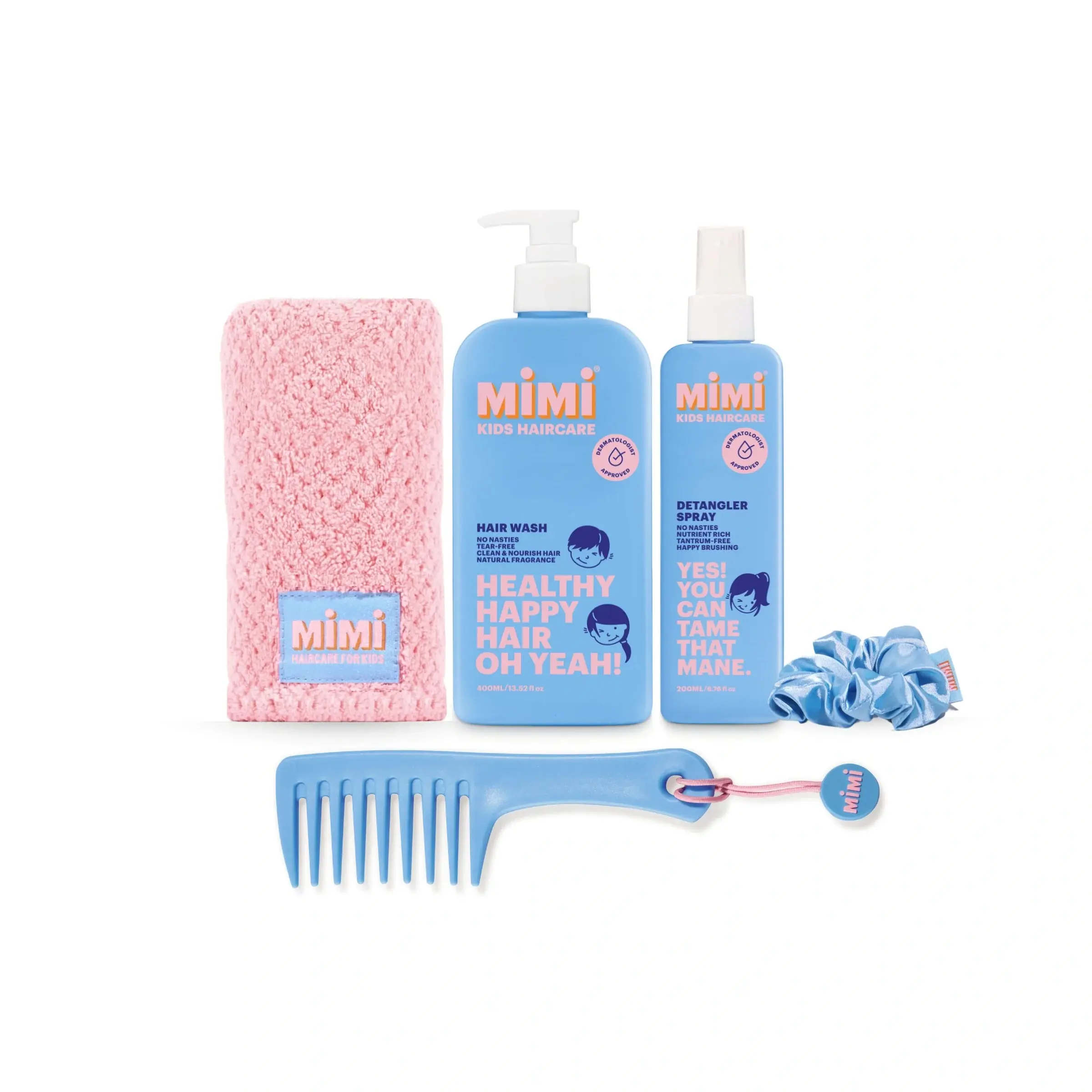 STARTER Bundle - Gentle Shampoo, Detangler, Quick Dry Towel, Comb, Scrunchie for Easy Daily Routines