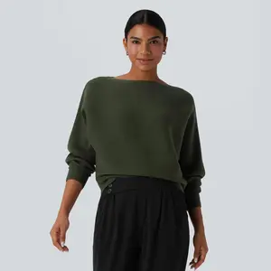 Halara Women's Boat Neck Batwing Sleeve Casual Sweatshirt