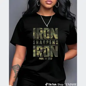 Iron Sharpens Iron Scripture T-Shirt – Camo Design Unisex Cotton Gym Wear