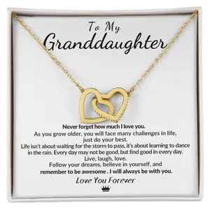 Interlocking Hearts Necklace with a Message from Grandparent to Granddaughter
