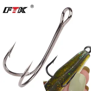 FTK Double-Shank Lure Hook with Barbs for Lure Fishing