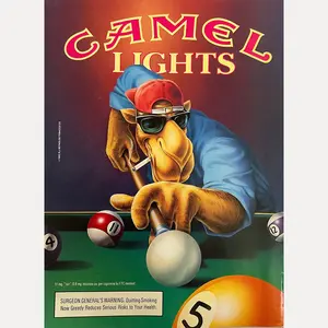 Vintage 1992 Camel Lights Cigar.ettes Joe Camel Pool Table Scene Unframed Wall Art
