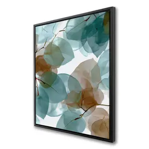 212 MAIN Translucent Leaves Brown-Framed Wall Art Print, 36x48 in, Minimalist Nature Home Decor