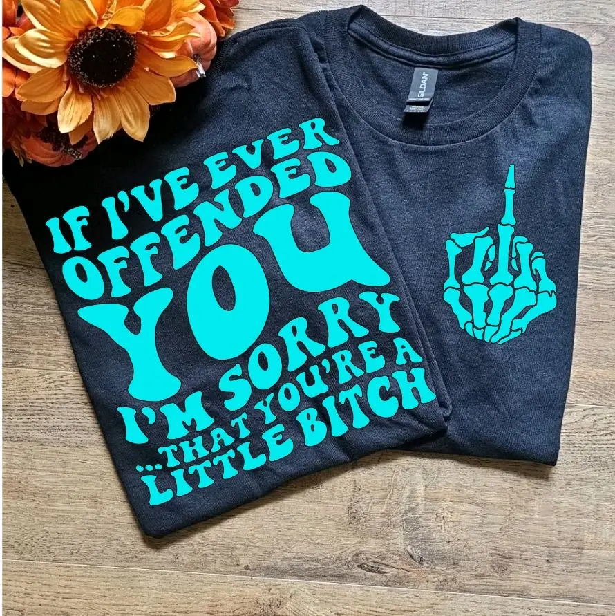 Funny graphic t shirt if ive ever offended you im sorry your a little b*tch  adult humor trendy