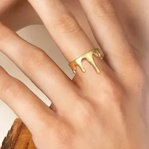 modmints Handcrafted Dripping Design Elegant Artificial Gemstone Ring - Women's Small Statement Ring for Daily Wear