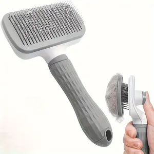 Pet Deshedding Brush with One-Click Cleaning, Dog & Cat Grooming Comb for Removing Loose Undercoat & Shedding Hair