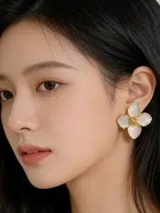 1 Pair of Stud Earrings, Unique and Elegant Style, Minimalist Hibiscus Sabdariffa, 3D Earrings, High