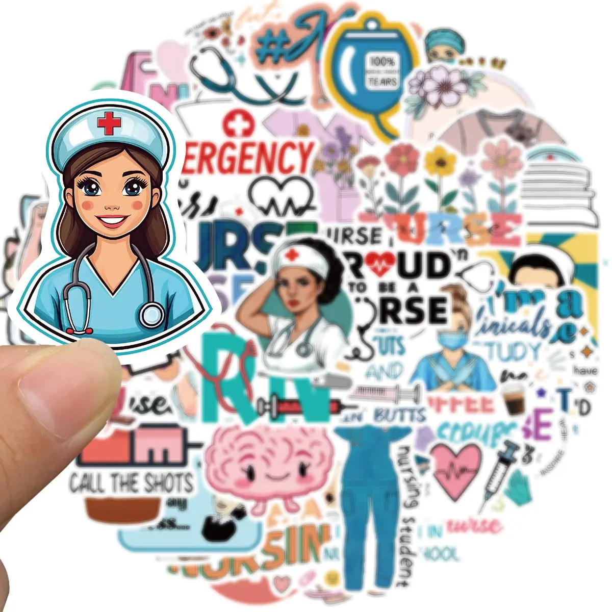 Nurse Themed Sticker, 50pcs/set Funny Nurse Sticker, Nursing Sticker Gift for Students Teachers, Positive Medical Waterproof Vinyl Sticker for Water Bottle Laptop, Stickers For Scrapbooking, Decal Sticker, Waterproof Stickers, Sticker Haul