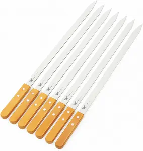 G & F Products 25619 2020 23 Inch Long 5/8 Inch Wide 2mm Thin Stainless Steel BBQ Skewer 8 Piece, Silver
