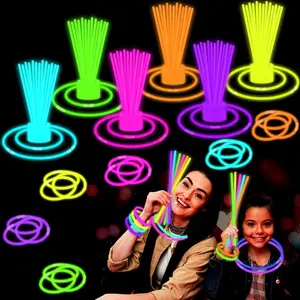 Glow Sticks Party Pack 8"-50, Light up Bracelets & Necklaces Accessories for Kids, 250th Anniversary 4th of July Neon Glow in the Dark Party Favor Supplies Decoration for Camping Wedding Dance Parade