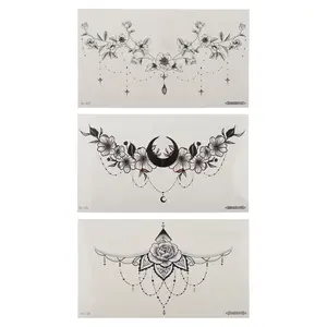 VOCOSTE Exquisite Fake Tattoos Temporary Tattoos for Women Black 3 Pcs