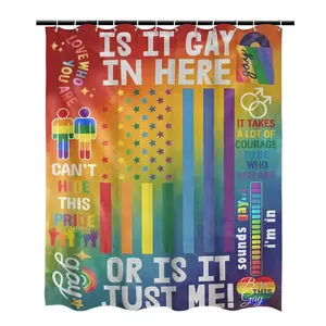 PAUSEBOLL Proud Rainbow Shower Curtain, LGBT Shower Curtain, Perfect Bathroom and Door Frame Decor, Perfect Birthday and Holiday Gift