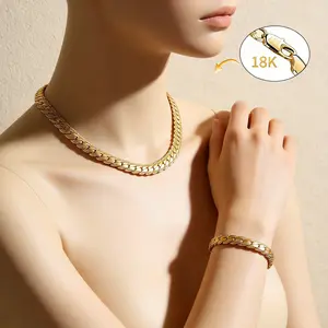 Men's Cuban Link Chain Necklace, Men's Imitation Gold Chain, Width 5MM Necklace 50CM Realistic Solid 18K Gold-Plated Fake Chain Necklace, Gift for Men and Boys.men's jewelry,romantic gifts for her.