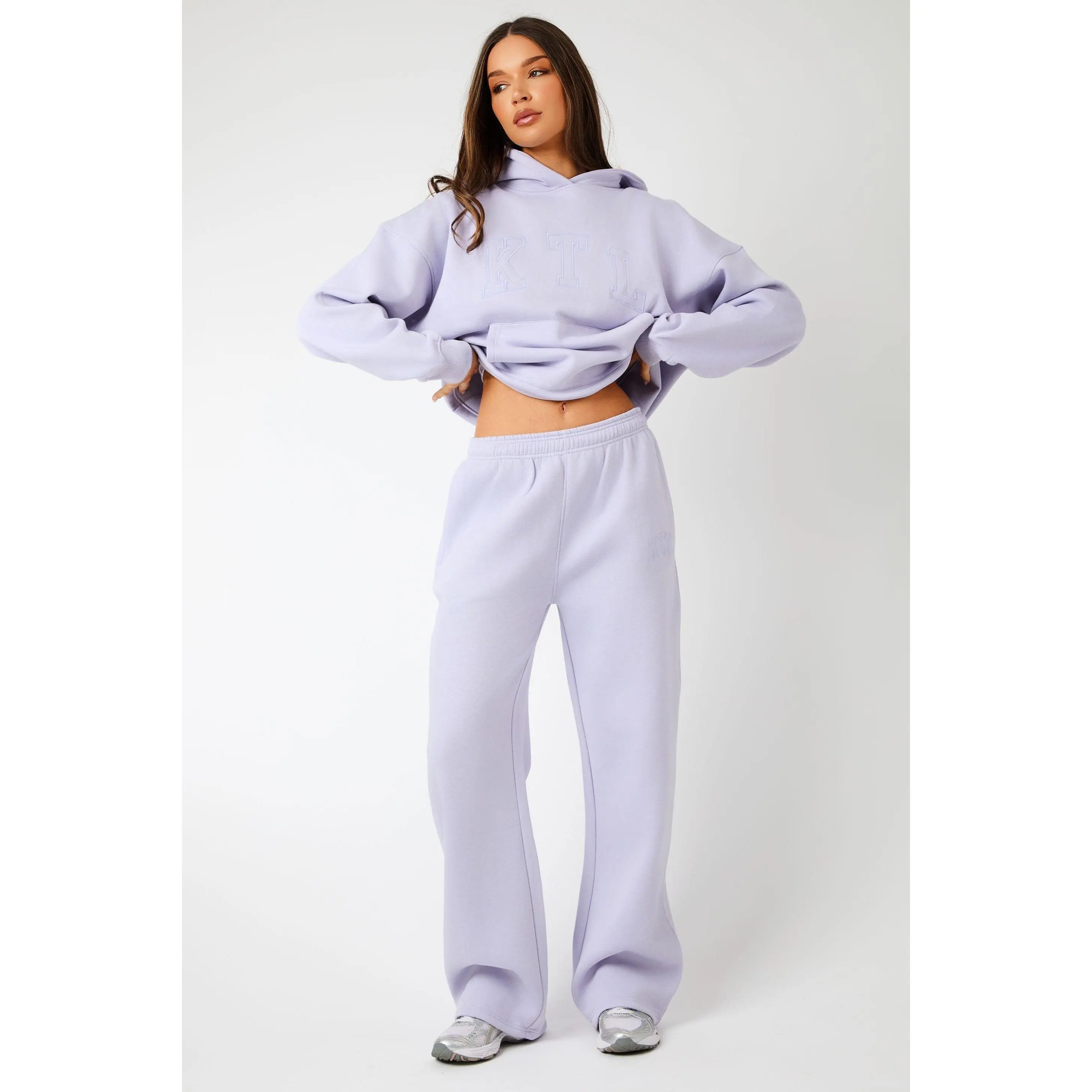 Kaiia KTL Logo Wide Leg Joggers Iced Lilac