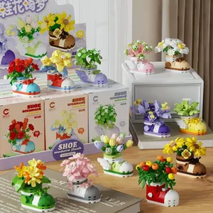 Cao Le Chuang Shoe Flower Dream Shoes Eternal Flower Succulent Plant Model Micro Beads Building Blocks, DIY Craft Kit
