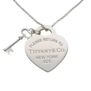 Pre-owned Tiffany & Co. Sterling Silver 925 (Ag925) Small Leather Goods Tiffany&Co. Return to Heart Tag Key Silver Necklace
