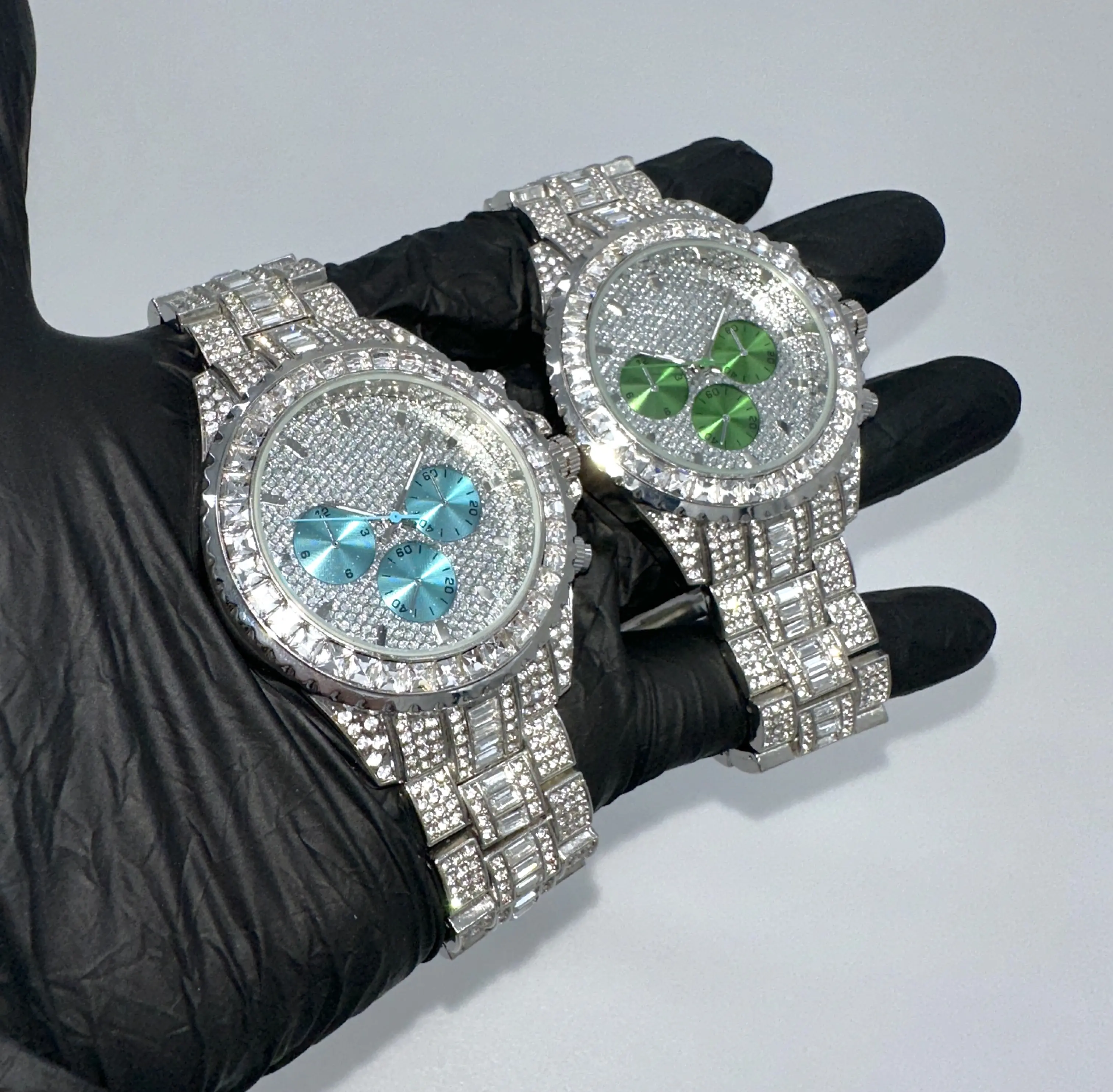 18k Gold/White Gold Baguette Diamond Chronograph Luxury ICED-OUT Bussdown Watch