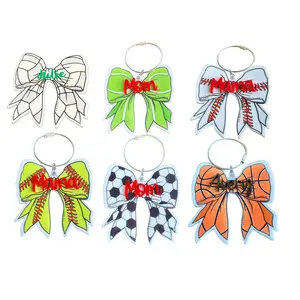 Custom Sport Bow Bag Tags- Purse Charm - Bag Charm Personalized Name Baseball Keychain - Baseball Team Gift - Tag - Bag Tag - Name keychain