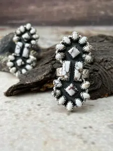 Handmade Sterling Silver Wildhorse Magnesite Adjustable Ring "Signed Nizhoni"