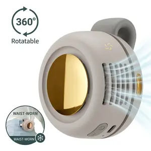 360° Rotatable Portable Silent Mini Bladeless Fan, Waist Fans Adjustable 3-speed Rechargeable Personal Fan USB Protection Perfect Gift for Outdoor Travel
