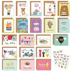 Happy Birthday Greeting Card with Envelope, Custom Message Card, 20pcs/set Colorful Birthday Greeting Card, Birthday Gift for Friends, Family, Classmates, Teacher, Fun Party Cards