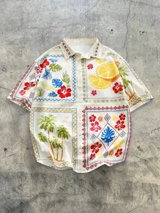 Men's Short Sleeve Shirt, Fashion Casual Top for Daily Wear, Trendy Design with Comfort, Tropical, Gingham Pattern, All Seasons, Coastal Shirt, Collared Shirts
