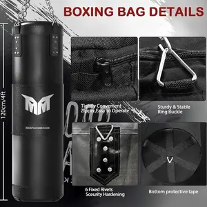 Punching Bag for Adults, 4ft Heavy Boxing Bag Set with 12 OZ Gloves for MMA Karate Kickboxing Boxing - Unfilled