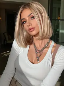 Women's Bob Short Hair Wig, Straight Bob Wigs, Soft & Natural Look, High-Quality Synthetic Fiber, Comfortable Breathable Mesh Cap, Perfect for Daily Wear, Synthetic Hair Wigs