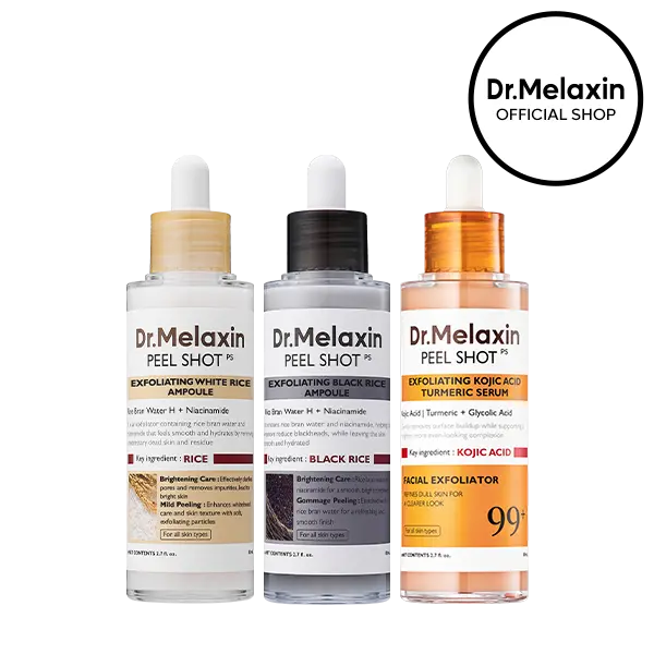 [Dr.Melaxin Official] Peel Shot Glow Rice Ampoule Duo + Kojic Acid Turmeric Serum 80ml for Revitalizing Antiaging Capsules Skin Care Koran Cosmetics