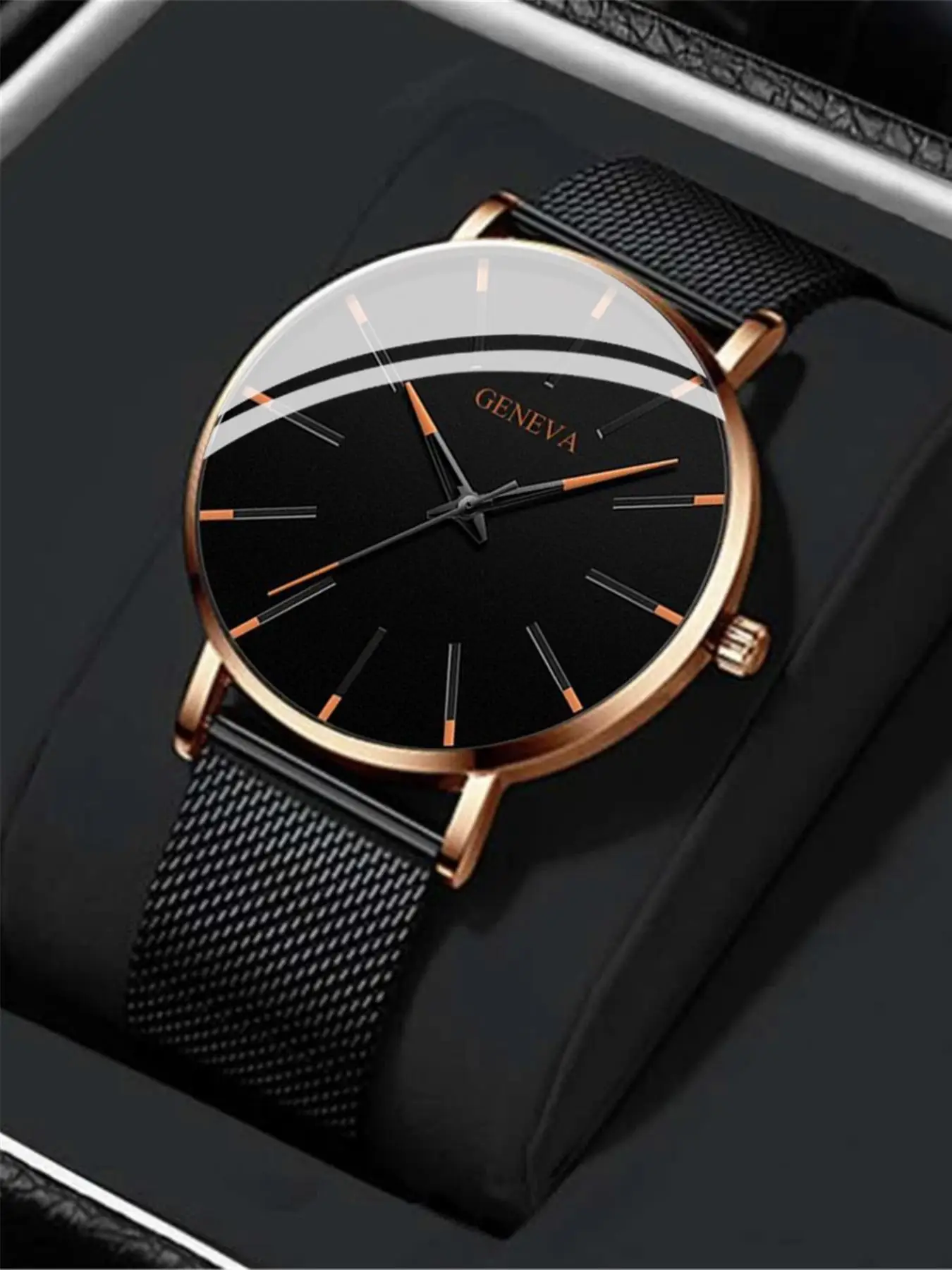 Men's Round Dial Pu Leather Analog Quartz Watch, Minimalist Business Style Quartz Watch, Simple Watch for Gift, Temperament Quartz Watch without Box