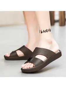Men's Crocodile-Pattern Platform Slide Sandals, Two-Tone Non-Slip Sole, Textured Insole for Daily Casual Wear