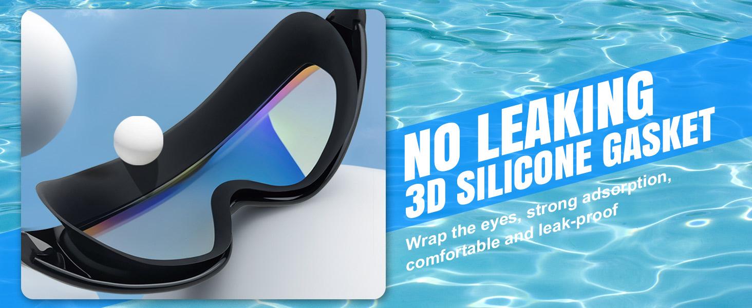 Swim Goggles for Adults & Kids | FULL COVERAGE ANTI-FOG | 3 Color UV Protection Lenses | Free Waterproof Ear Plugs & Nose Clip | for Outdoor Water Fun