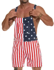OeyFnbmO 4th of July Comfortable Stretch American Flag Overalls for Men and Women Memorial Day Coveralls USA Patriotic Gifts for Couples (Recommend Refer to Size Chart) Father's Day Romper Summer Menswear Womenswear