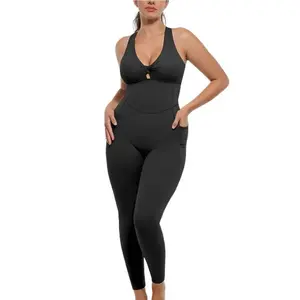 Deep V Shapewear with Chest Support Breathable High-Waisted Tummy Control Jumpsuit,Seamless fitness tank top Gym Apparel Stylish Activewear Athleisure Style