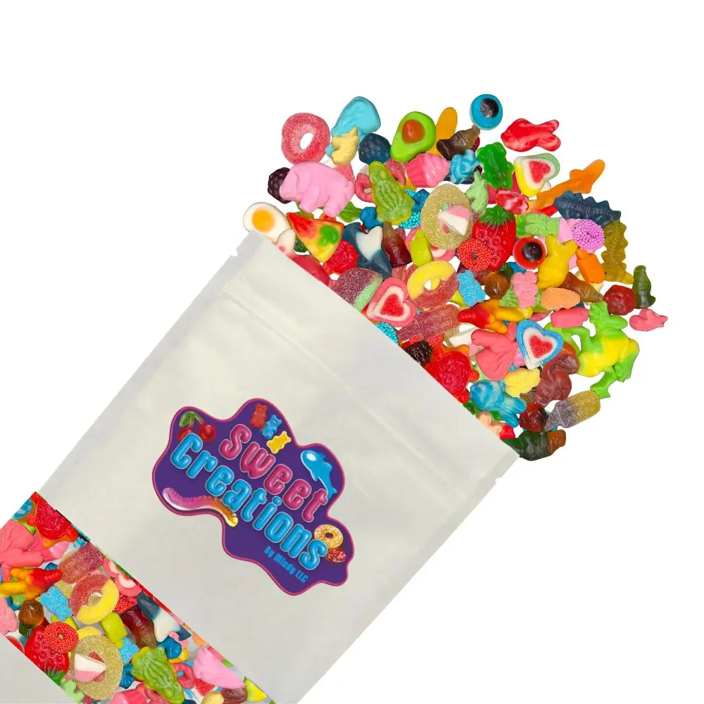 Sweet Creations Gummy Mix - Fruity Edition Candy Snack Mix - Soft Bite Size Chewy Juicy Fruity Shapes Sour Perfect for Party Jars & ASMR bonbon