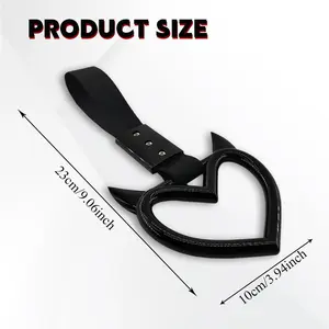 2PCS HeartShaped Handle Straps  Black Double, Universal/Bus Drift Charm Keychains, Cute Heart Accessories